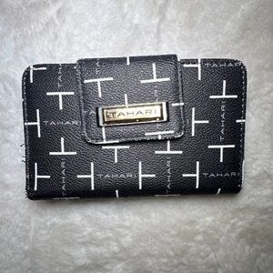 Tahari Black and White Logo Wallet